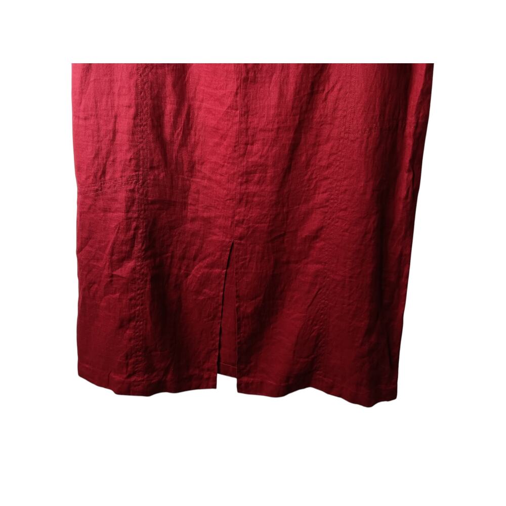 The Territory Ahead Linen Maxi Shift Dress Red Sleeveless V Neck 12 - Picture 8 of 15